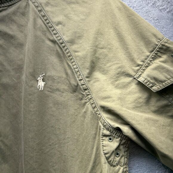 Polo Ralph Lauren Jacket Mens Small Green Hooded Cotton Nylon Zip Vent Field - Picture 2 of 14